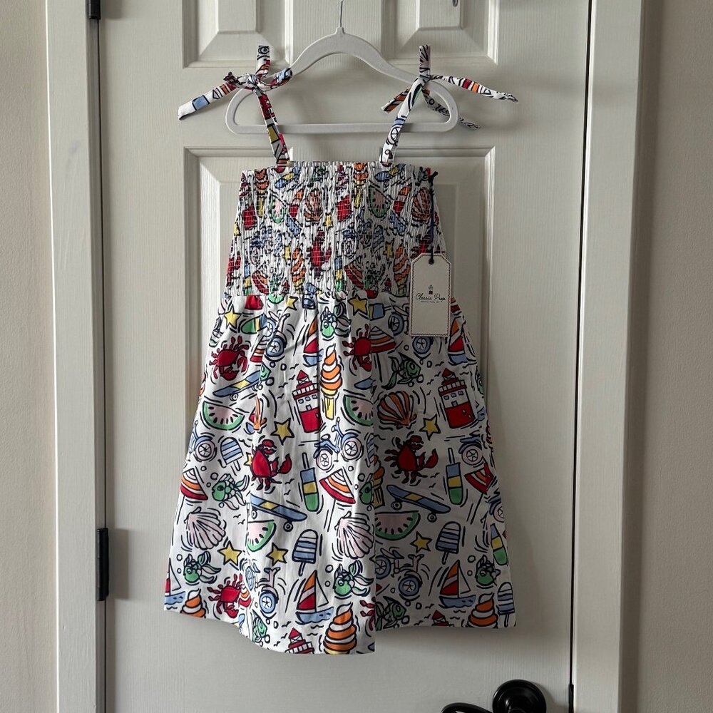 New Classic Prep Girls Smocked Hadley Dress Cool Cool Summer Print Size 8